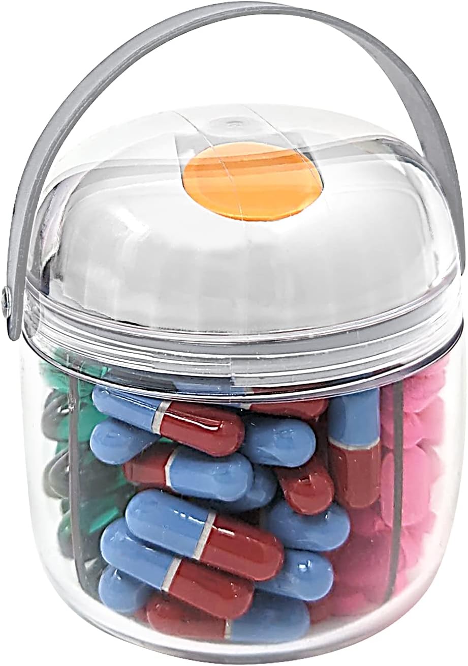 Mini/Mini Junior Pill Dispenser Organizer Bottle, Daily Travel Medication Box with Secure Closure