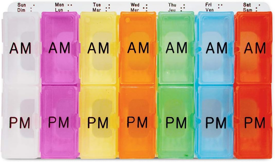 Color-Coded Weekly Med Planner 3 or 4 Compartment