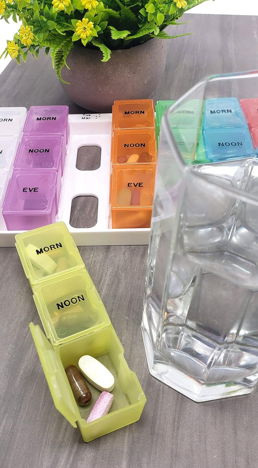 Color-Coded Weekly Med Planner 3 or 4 Compartment