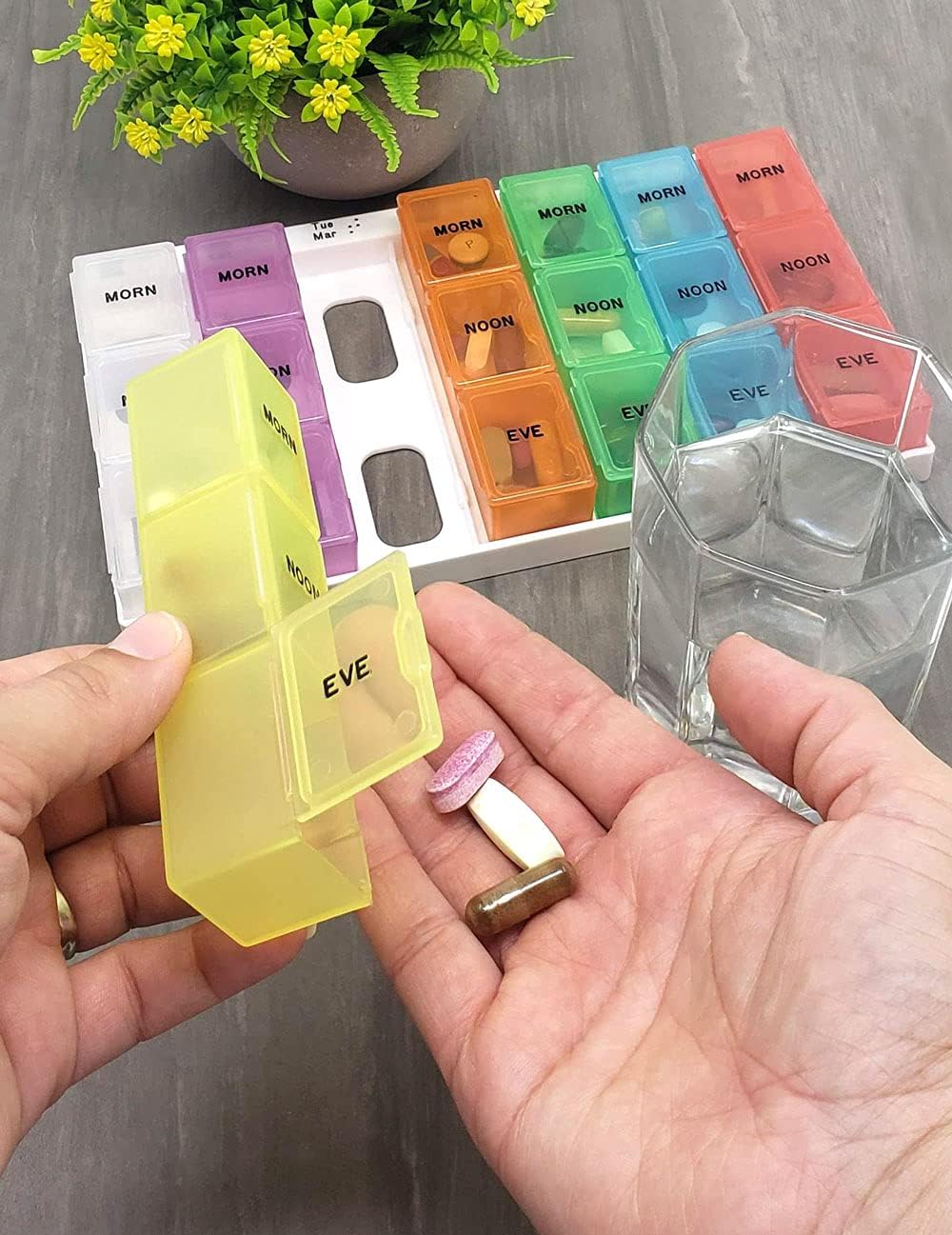 Color-Coded Weekly Med Planner 3 or 4 Compartment