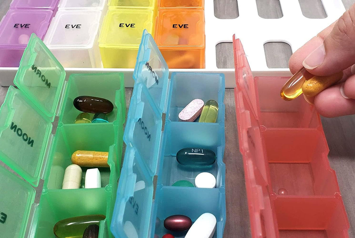 Color-Coded Weekly Med Planner 3 or 4 Compartment