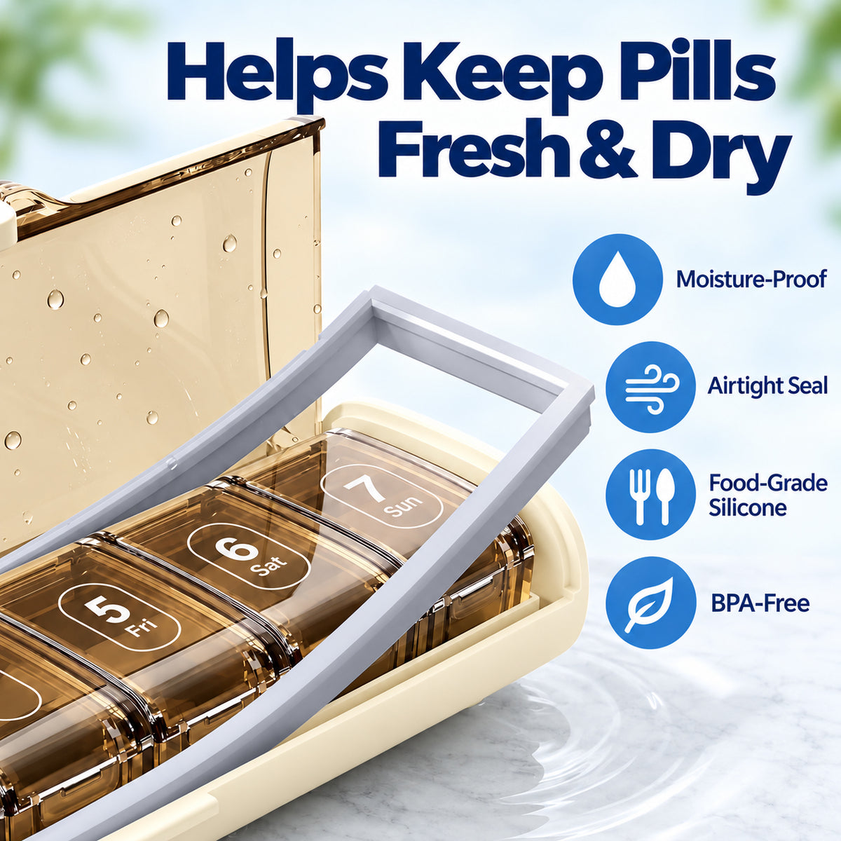 7-Day Travel Pill Organizer with Removable Daily Boxes