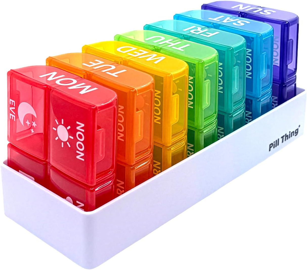 4 Times a Day, 7 Day Large Weekly Pill Organizer with Holder Tray, Vitamin, Medicine Box, Multicolor