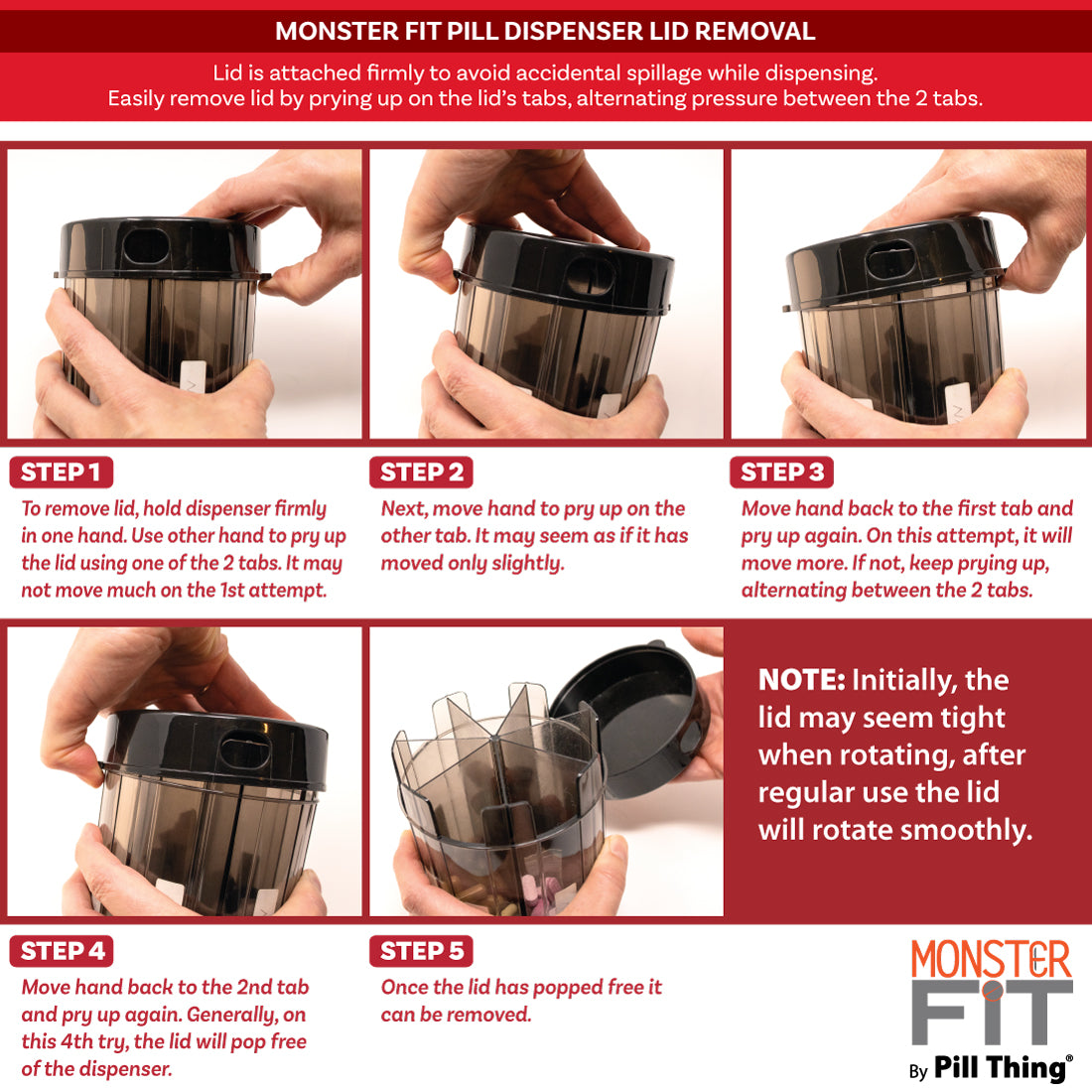 Monster Pill Dispenser with Compartment Labels