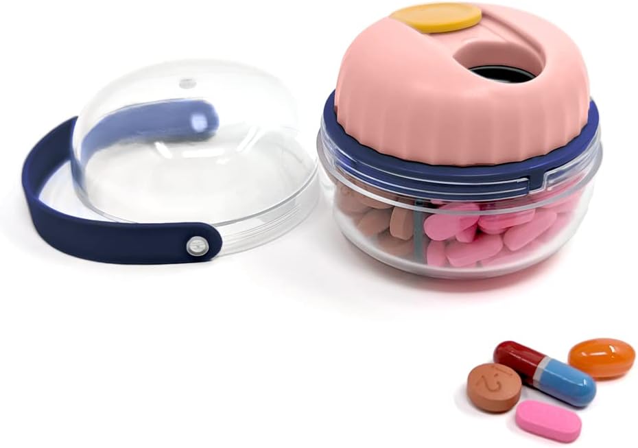 Mini/Mini Junior Pill Dispenser Organizer Bottle, Daily Travel Medication Box with Secure Closure