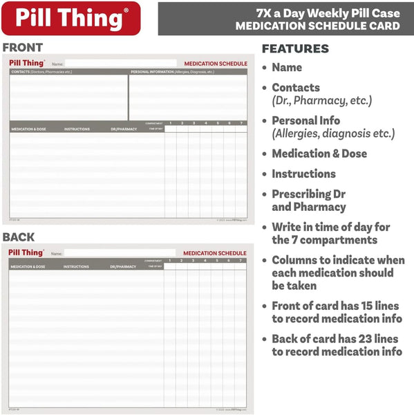 7 Times a Day Weekly Pill Box Organizer Case, Secure 7X Pillbox with M –  Pill Thing