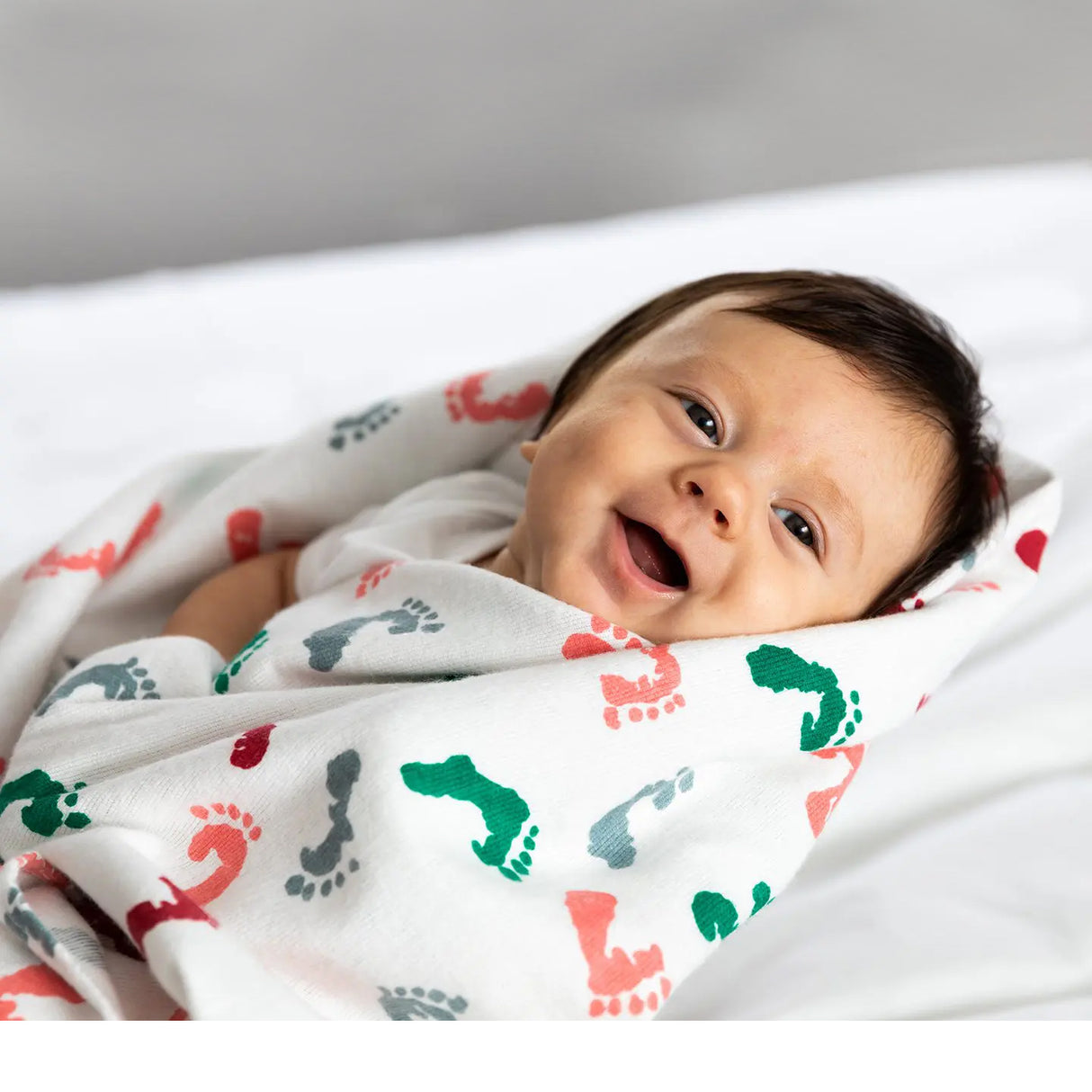 Baby Hospital Receiving Swaddle Blankets for Newborn Babies - Original Baby Footprint Design Breathable 100% Cotton - Durable Hospital Quality - Generous Size