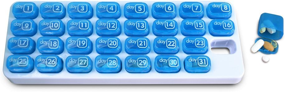 31-Day Monthly Pill Organizer Pod (Blue, Grey, Yellow, or Clear)