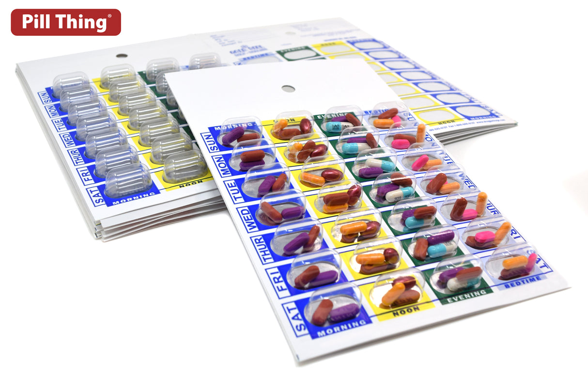 Weekly, 4 Time a Day, Cold Seal Medication Blister Cards - Book Fold