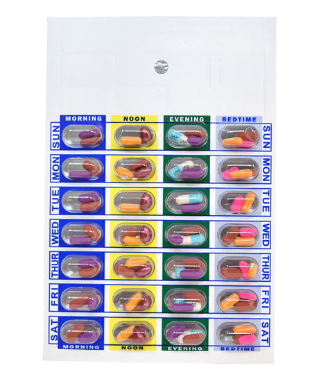 Weekly, 4 Time a Day, Cold Seal Medication Blister Cards - Book Fold