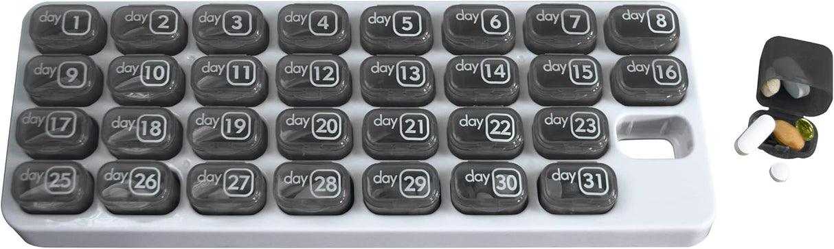 31-Day Monthly Pill Organizer Pod (Blue, Grey, Yellow, or Clear)