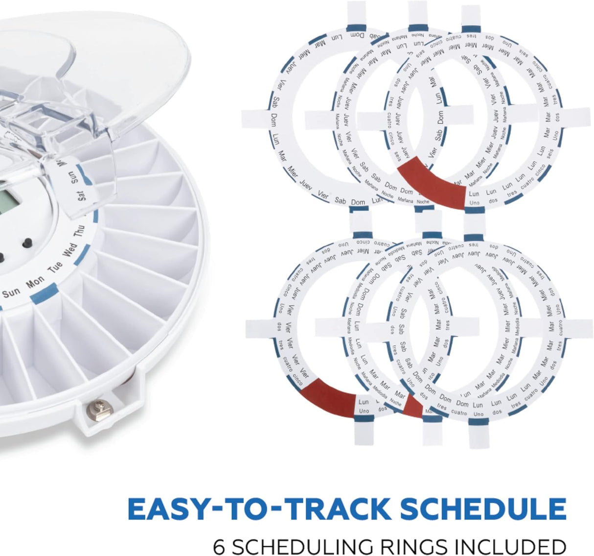 Medication Dispenser with Automatic Lock Box 28 Sealed Pill Compartments (Clear Lid)