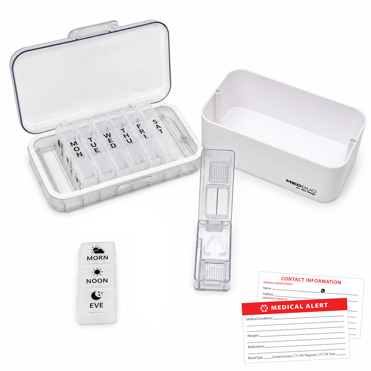 MedDuo Weekly Pill Organizer & Medication Storage System