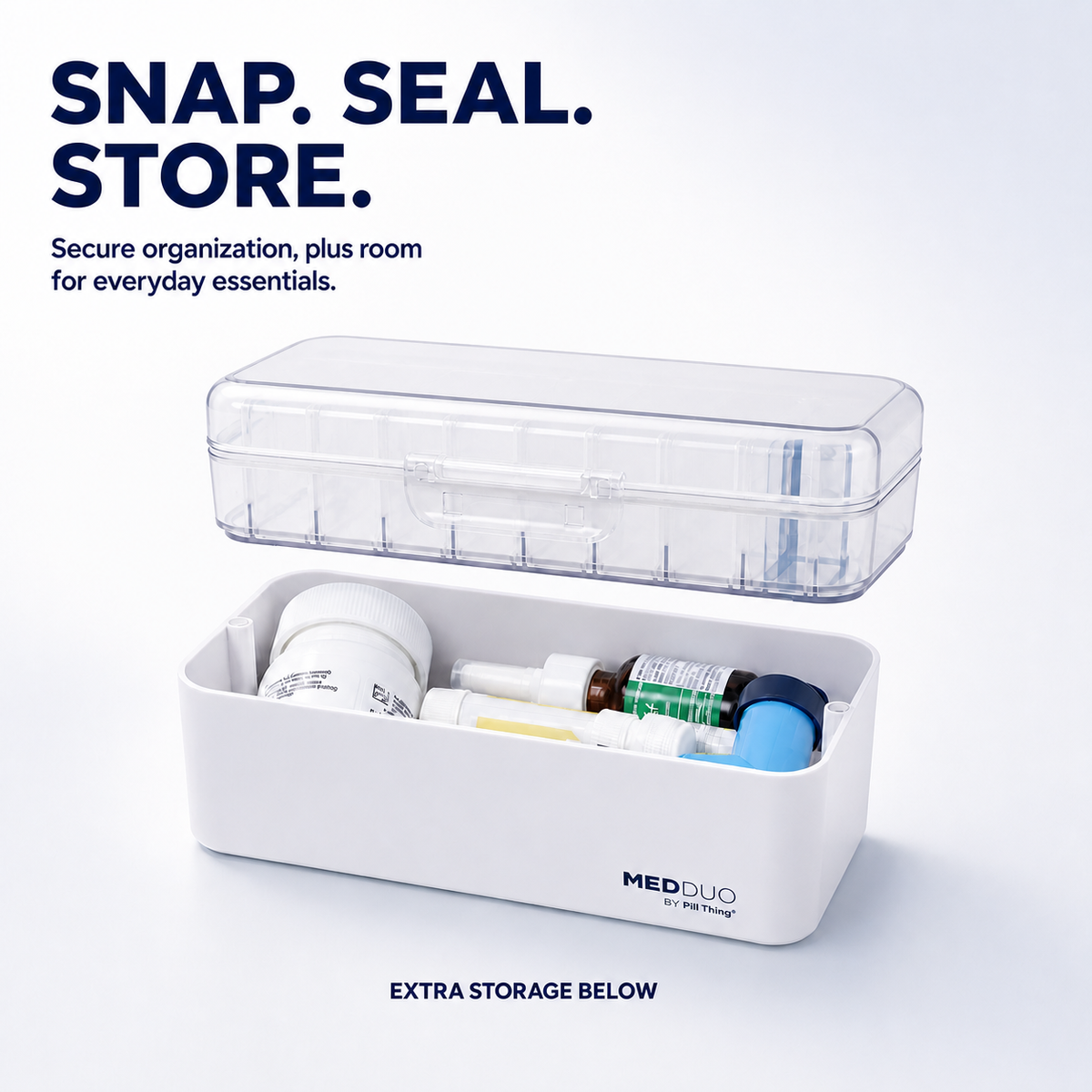MedDuo Weekly Pill Organizer & Medication Storage System