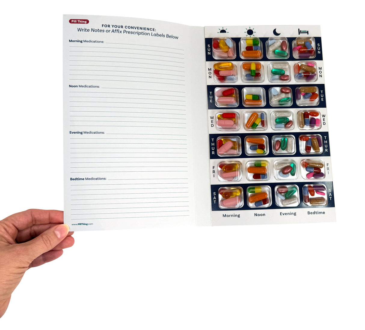 4 Time a Day Weekly XL Cold Seal Pill Blister Cards - Two Piece Tri-Fold Booklet - 6 Pack