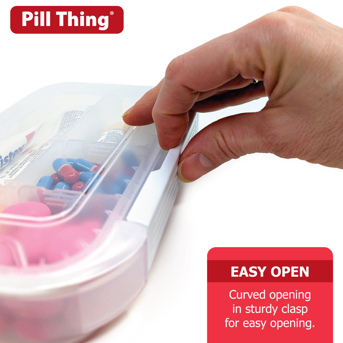 8 Compartment Large Pill Case with Airtight, Waterproof Seal, Medication Map Included