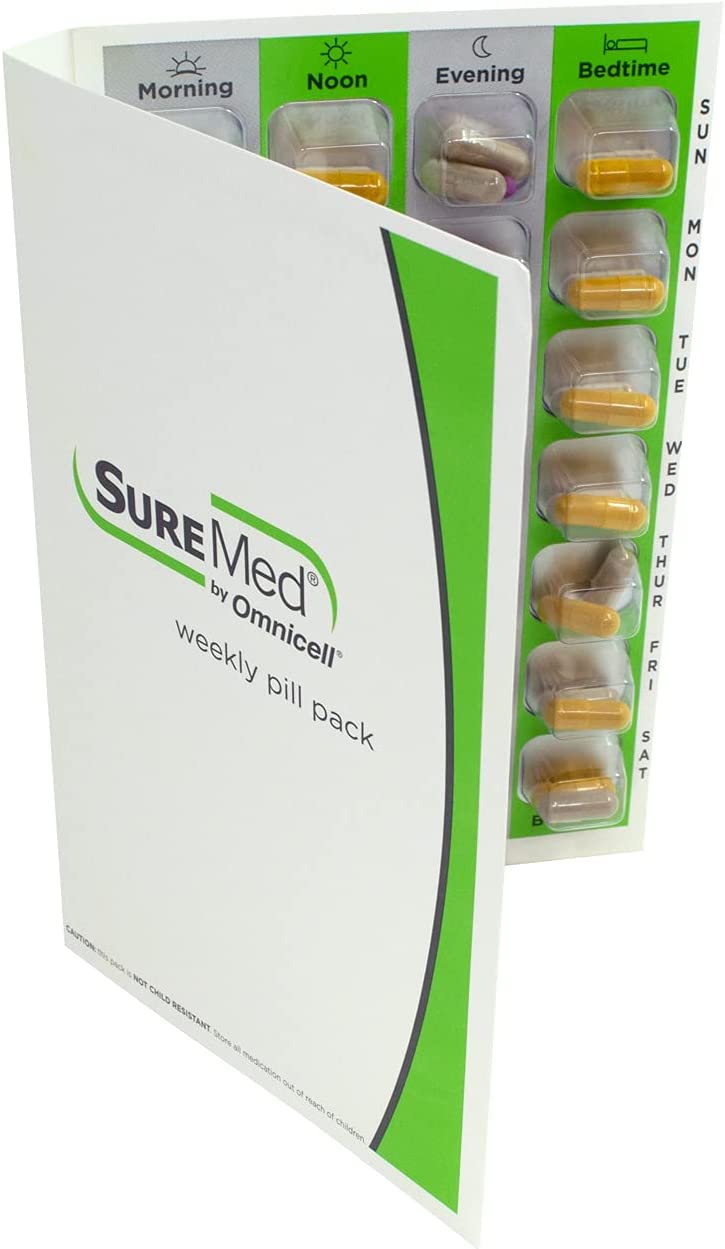 Weekly XL, 4 Time a Day, Cold Seal Medication Blister Cards - Tri-Fold Booklet