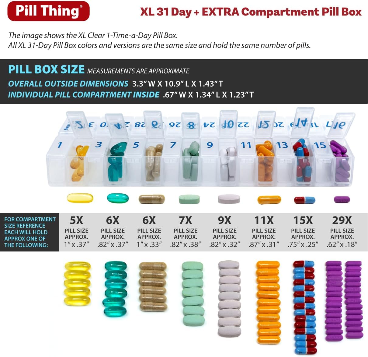 EXTRA LARGE Twice-a-Day (AM/PM) Monthly Pill Planner Set