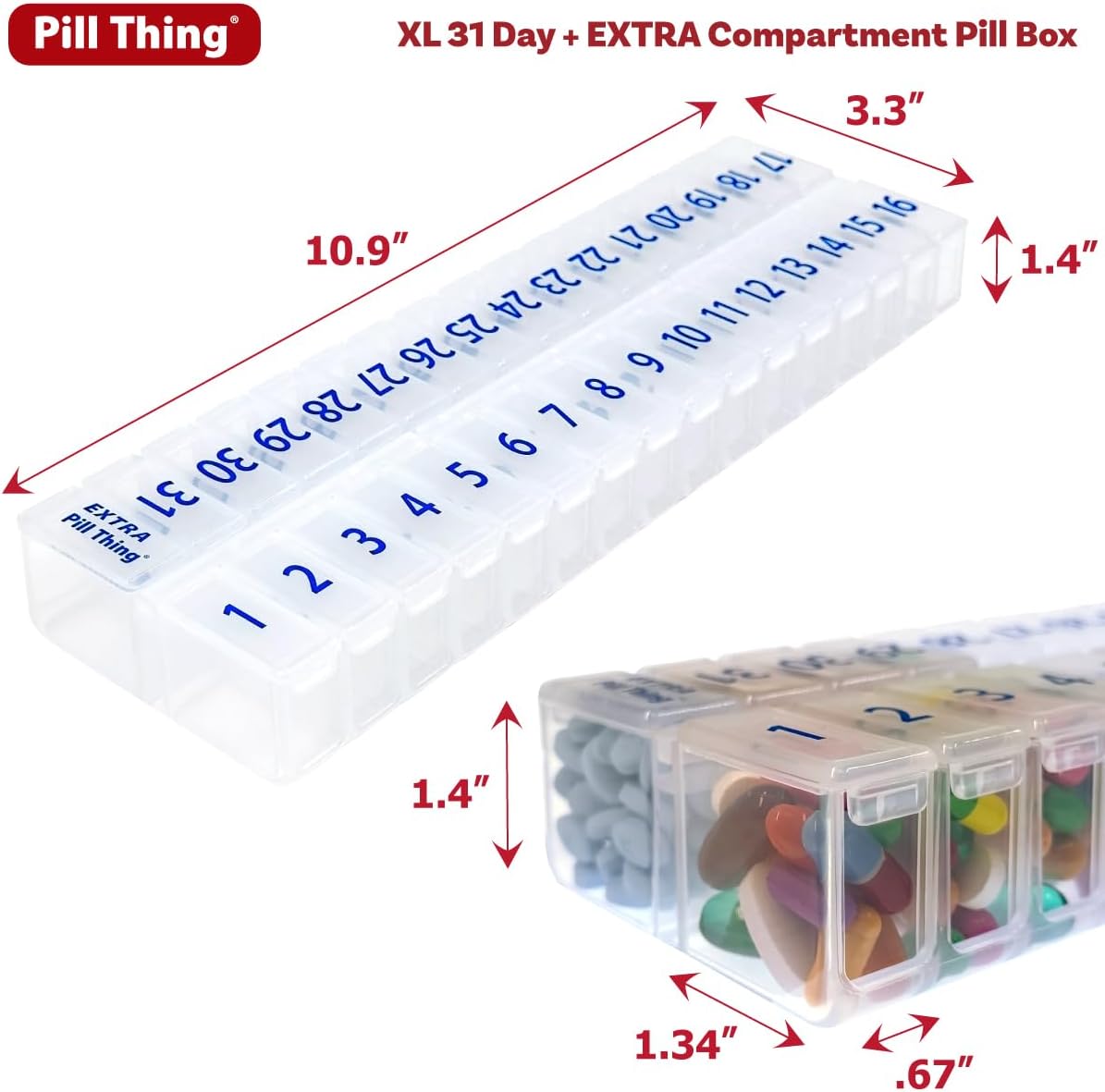 EXTRA LARGE Twice-a-Day (AM/PM) Monthly Pill Planner Set
