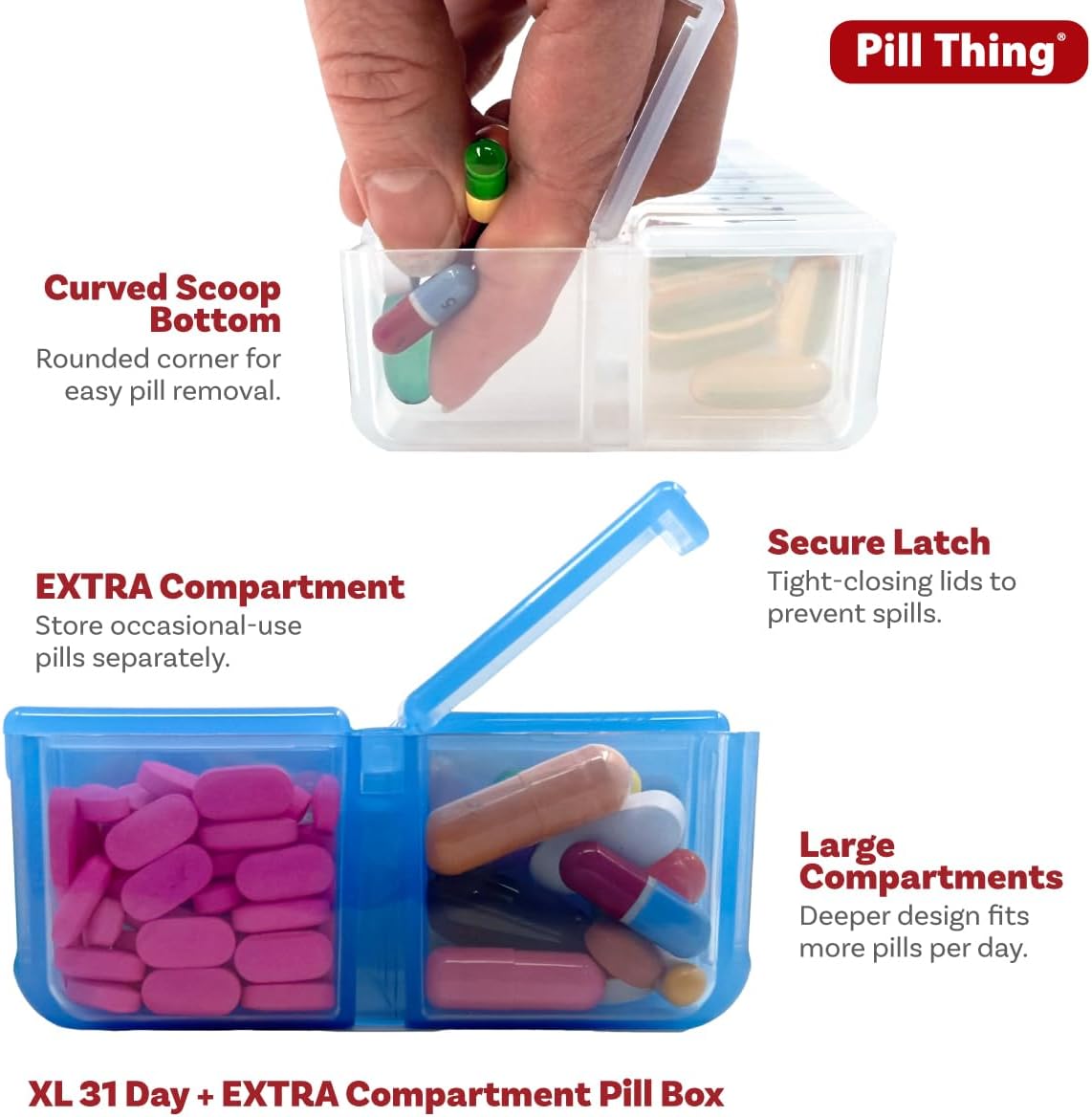 EXTRA LARGE Twice-a-Day (AM/PM) Monthly Pill Planner Set