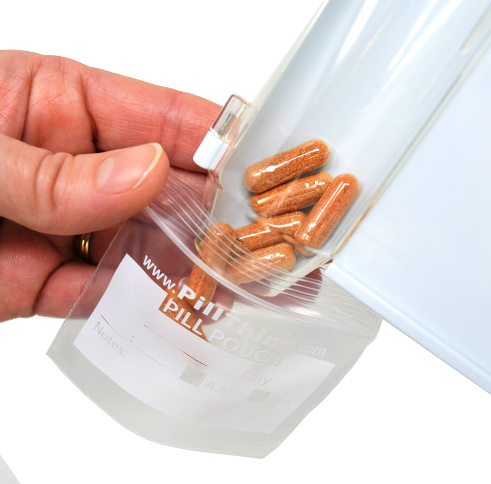 Pill Counting and Sorting Tray Kit with 100 Pill Pouches