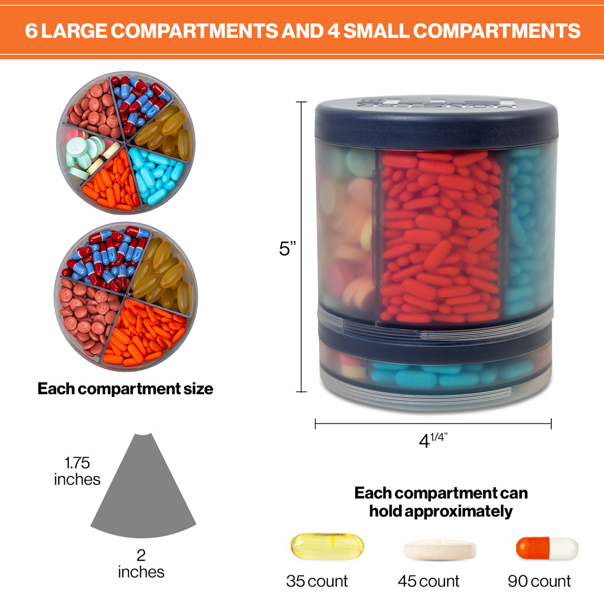 Monster Ten Pill Dispenser with Compartment Labels