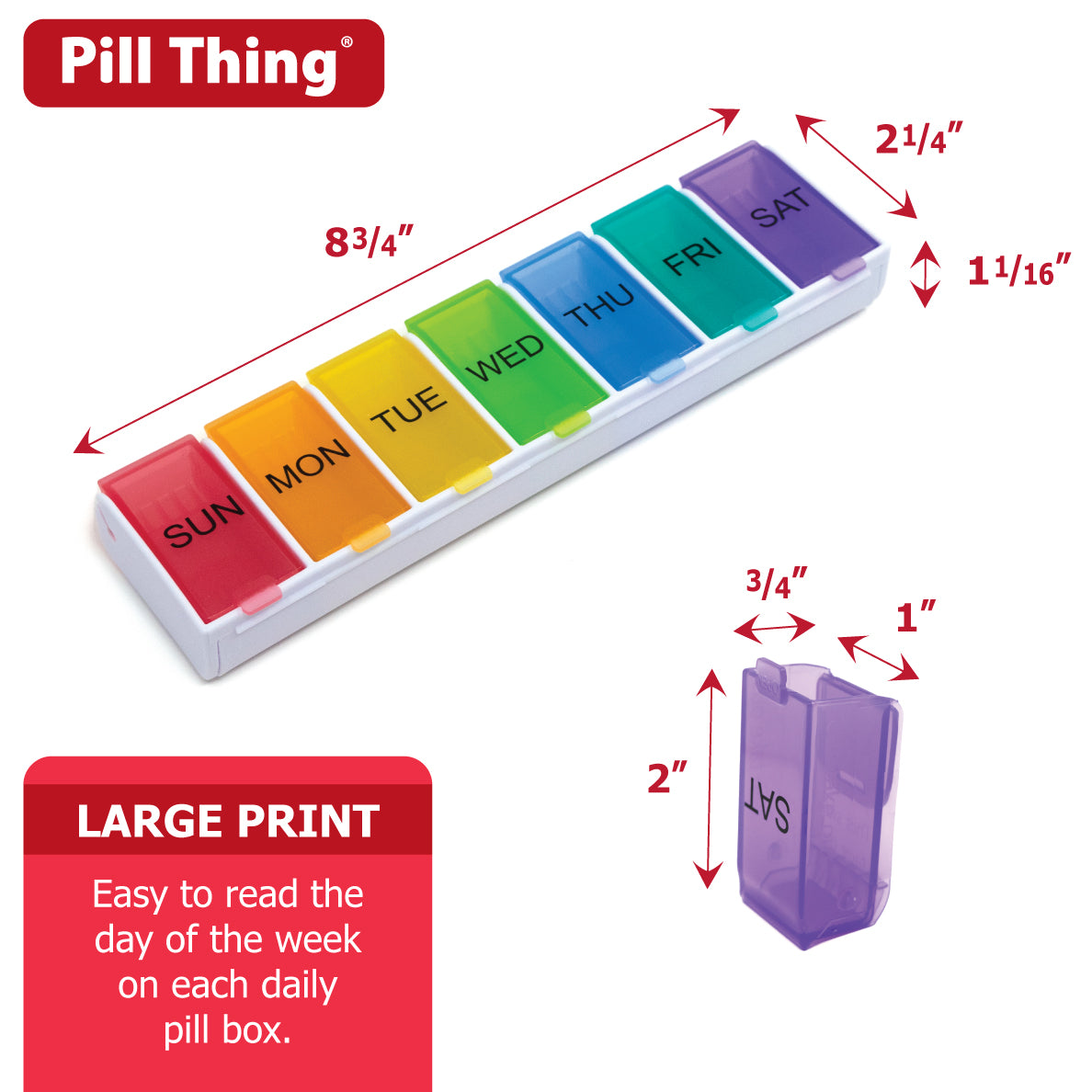 Weekly Pill Organizer with Daily Detachable Cups