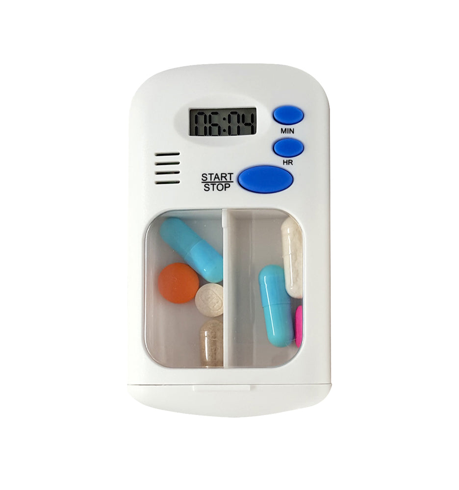 Divided Drawer Pill Timer with Bonus Medical Alert Card