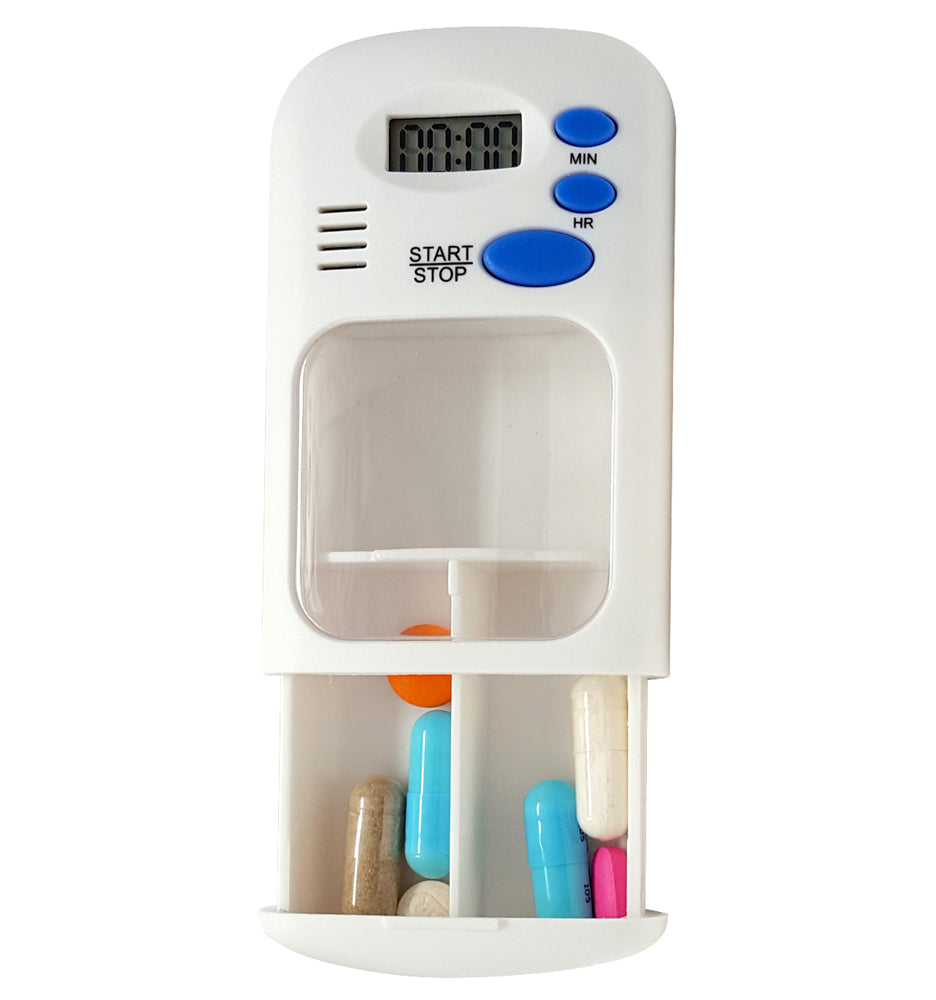Divided Drawer Pill Timer with Bonus Medical Alert Card
