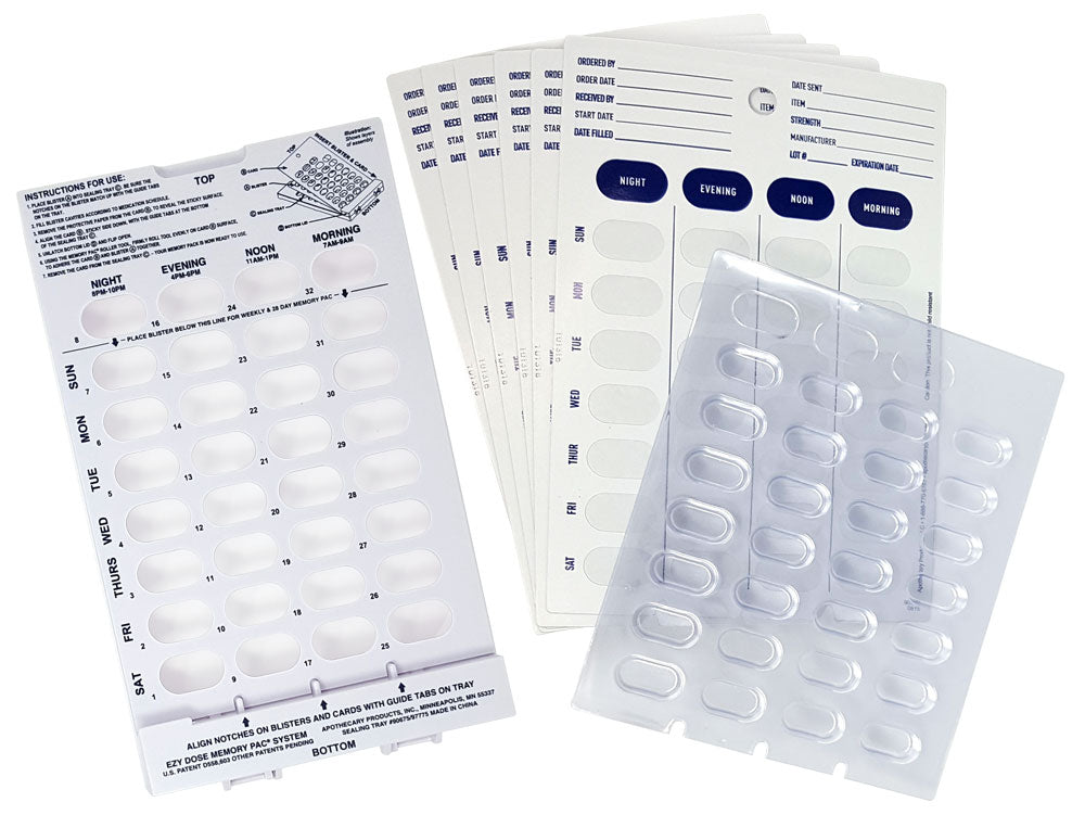 Monthly & Weekly pharmacy pill blister cards. Great for elderly & senior prescriptions. Large.