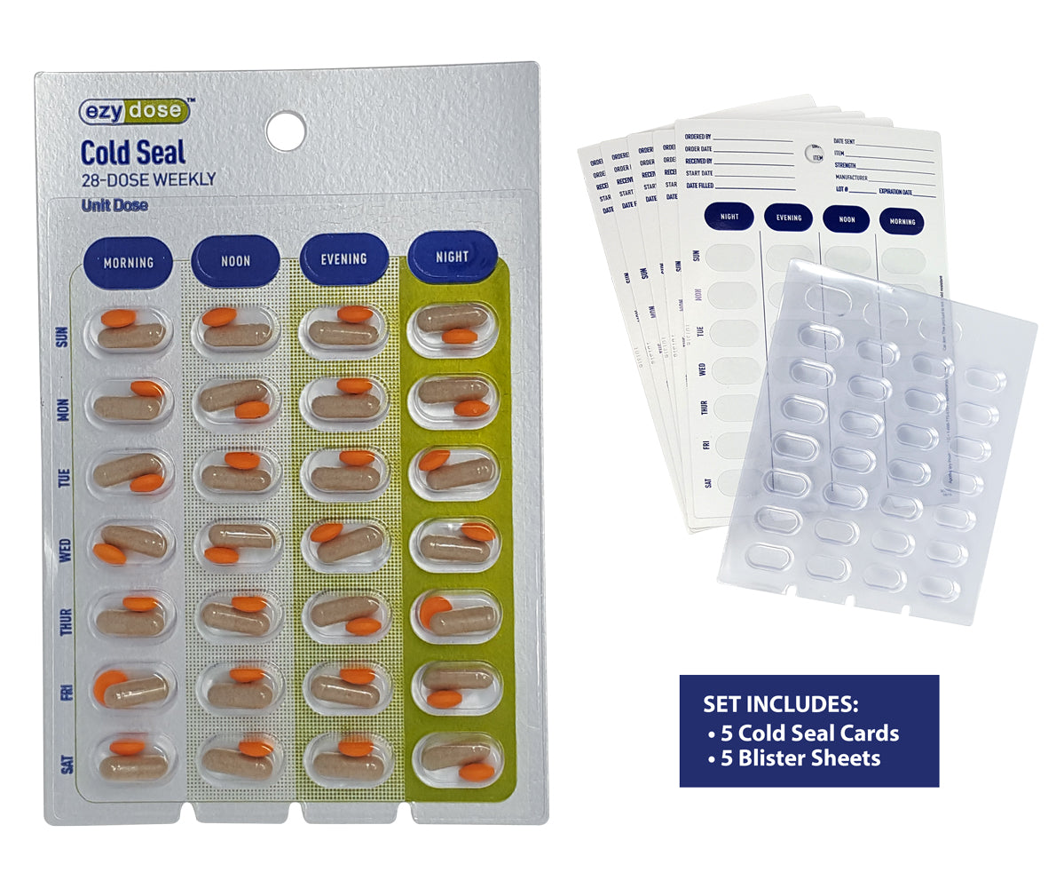 Monthly & Weekly pharmacy pill blister cards. Great for elderly & senior prescriptions. Large.