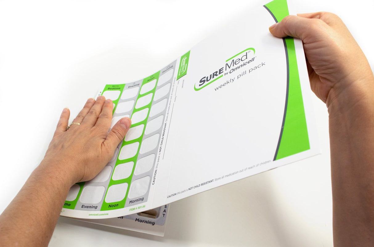 4 Times a Day Weekly XL Cold Seal Pharmacy Blister Pack System Cards for Pills -Two Piece Card and Blister Tray Tri-Fold Booklet, Easy to Assemble