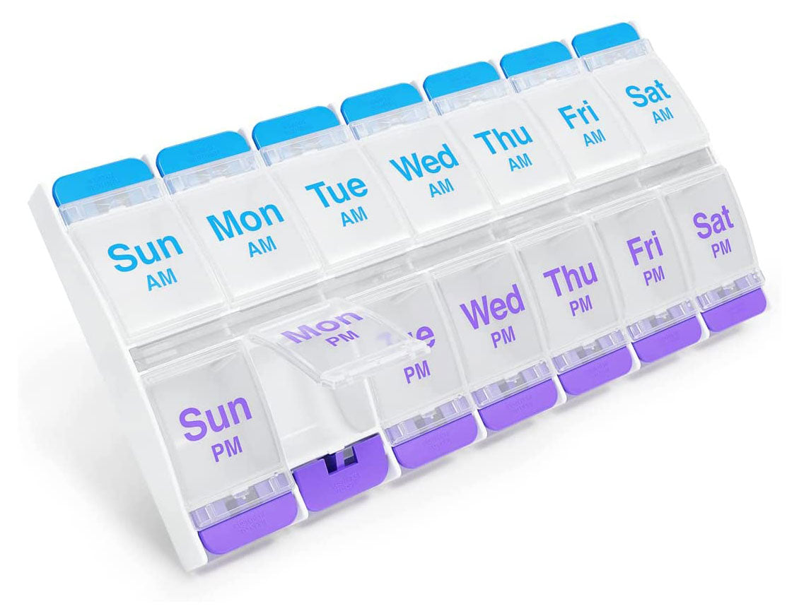 Push-Button AM/PM Weekly Pill Planner