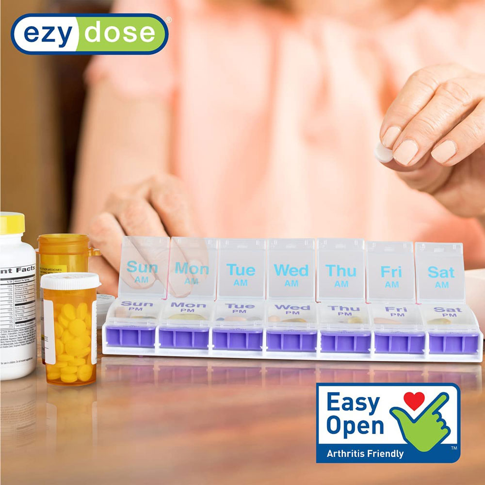 Push-Button AM/PM Weekly Pill Planner