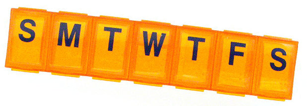 Weekly Amber pill box organizer - amber color will protect your pills from UV in this large weekly pill case