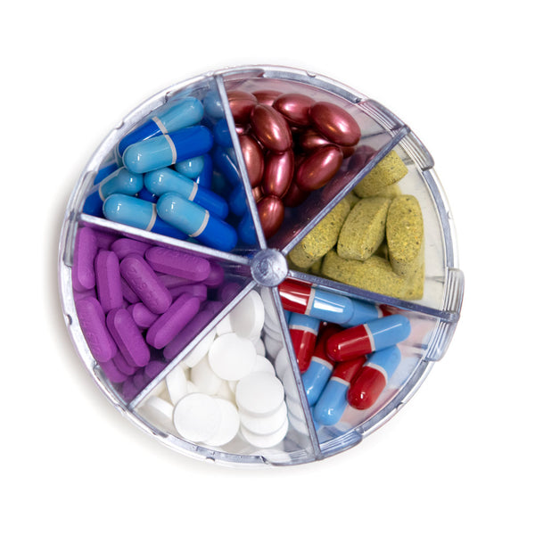 Monster Ten Pill Dispenser with 10 Adjustable Compartments and Labels | Pill Thing