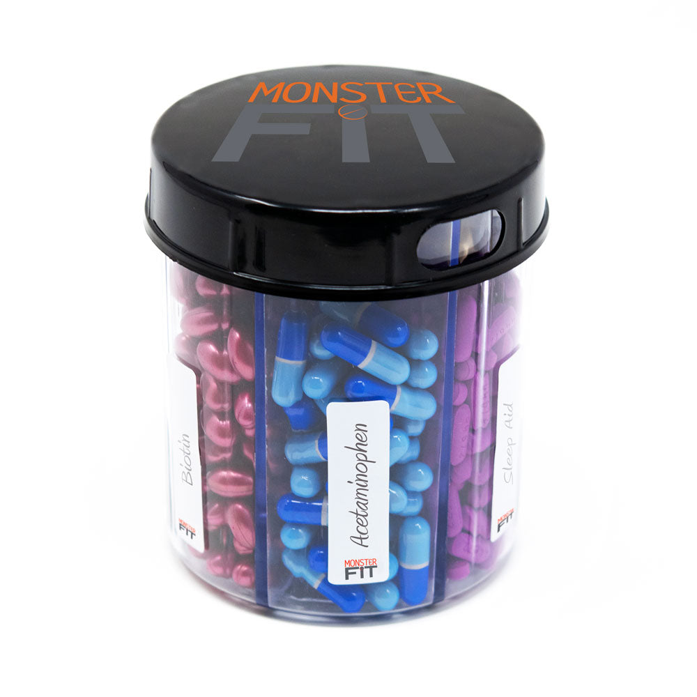 Monster Jr Pill Dispenser with Compartment Labels