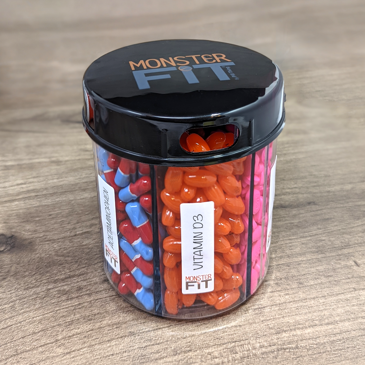 Monster Jr Pill Dispenser with Compartment Labels