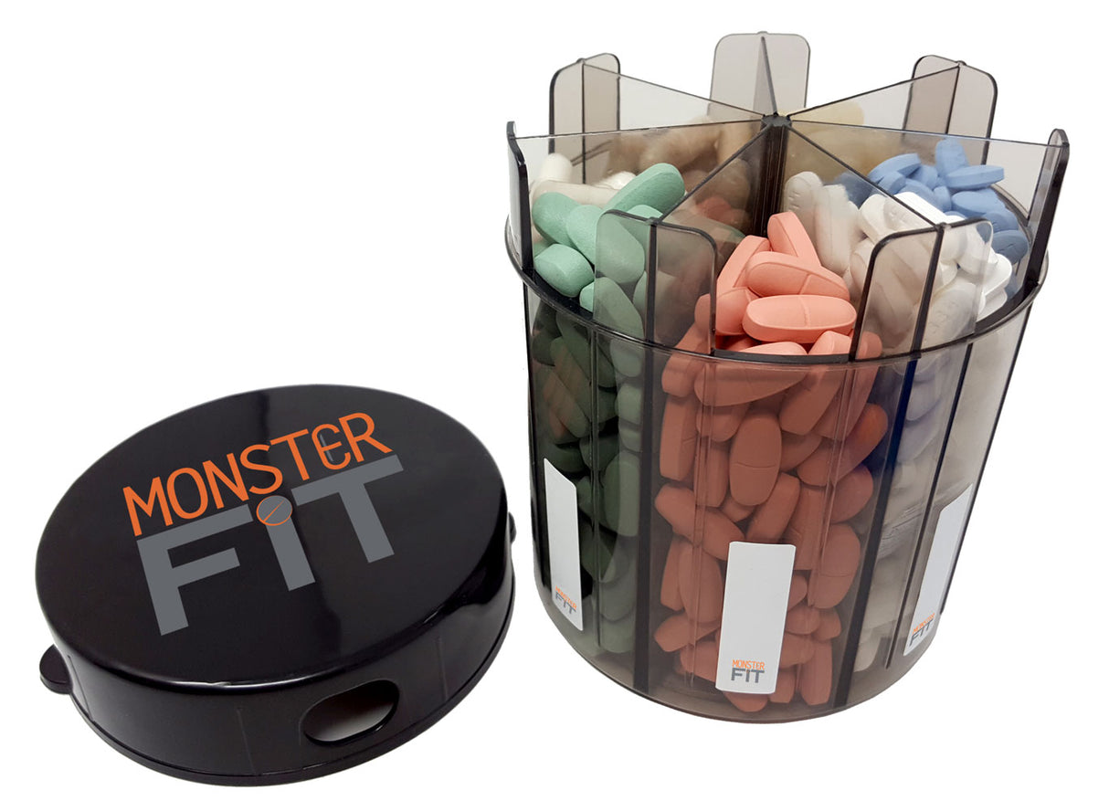 Monster Pill Dispenser with Compartment Labels