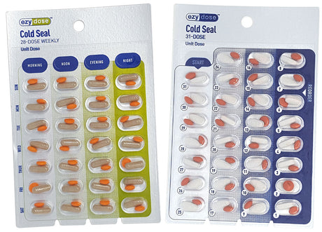 Monthly & Weekly pharmacy pill blister cards. Great for elderly & senior prescriptions. XL large.