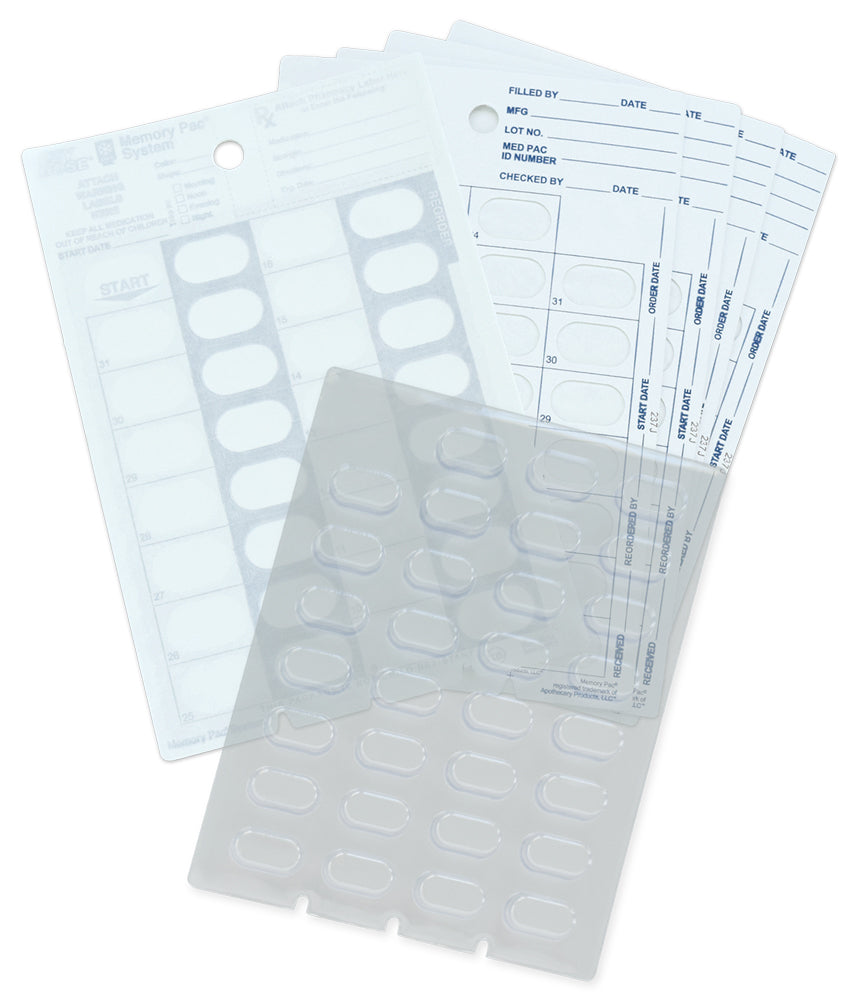 Monthly & Weekly pharmacy pill blister cards. Great for elderly & senior prescriptions. XL large.