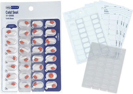 Weekly or Monthly, Medication Blister Pack Refill Set Cold Seal - Includes Blister Trays & Cold-Seal Cards - Large or Extra Large Blisters (50 or 100 Pack)