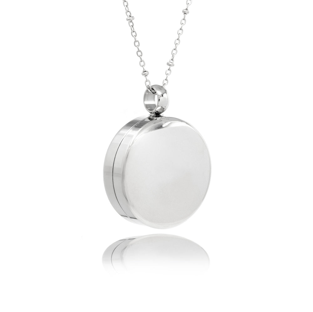 Round Silver Pill Locket Necklace with O-ring Seal - 25mm