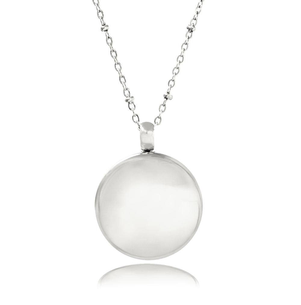 Round Silver Pill Locket Necklace with O-ring Seal - 25mm