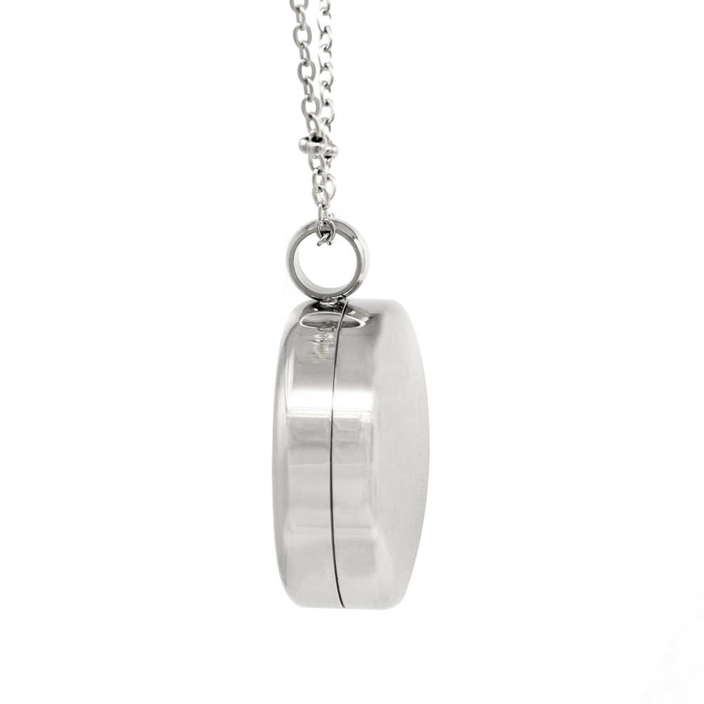 Round Silver Pill Locket Necklace with O-ring Seal - 25mm