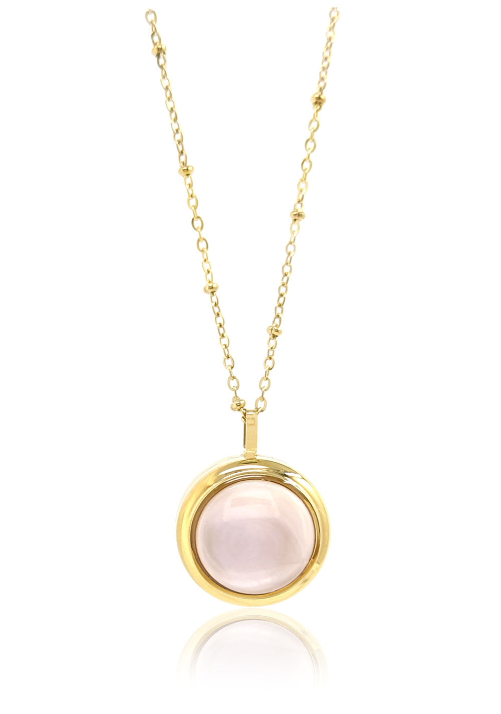 Round Mother of Pearl Pill Locket Necklace