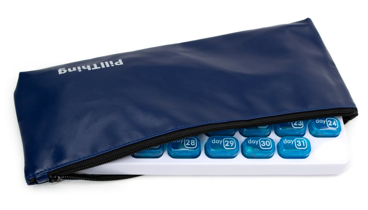 31 Day Monthly Pill Organizer with Removable Pods and Zippered Travel Case