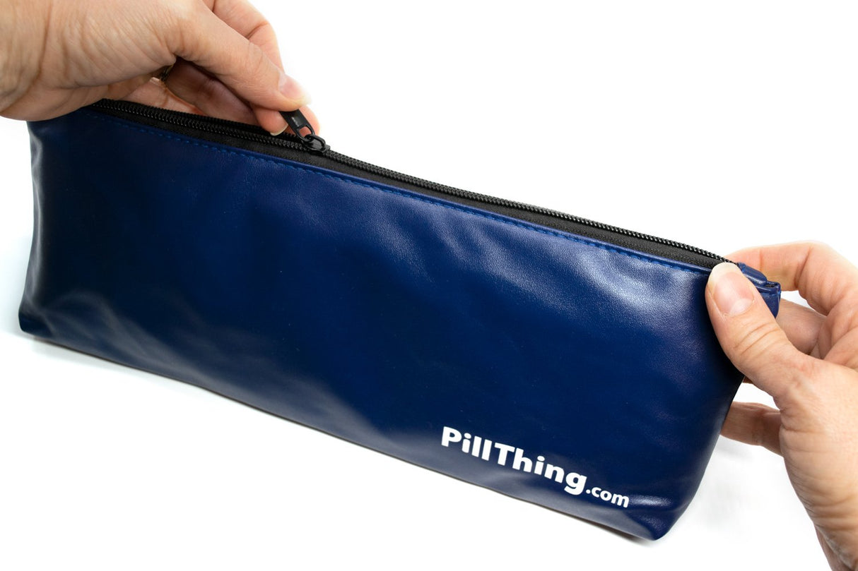 Zippered Travel Case for Monthly Pill Organizer Tray with Removable Pods
