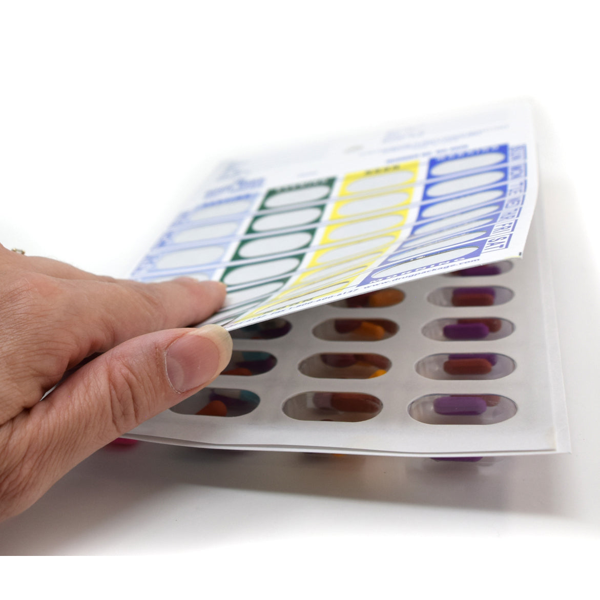 Weekly, 4 Time a Day, Cold Seal Medication Blister Cards - Book Fold