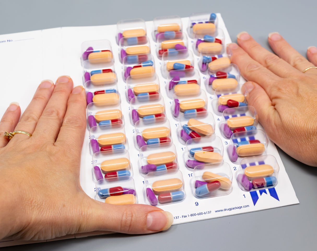 Extra Large Monthly, Cold Seal Medication Blister Cards - Trifold (6, 12, 100, or 250 Pack)